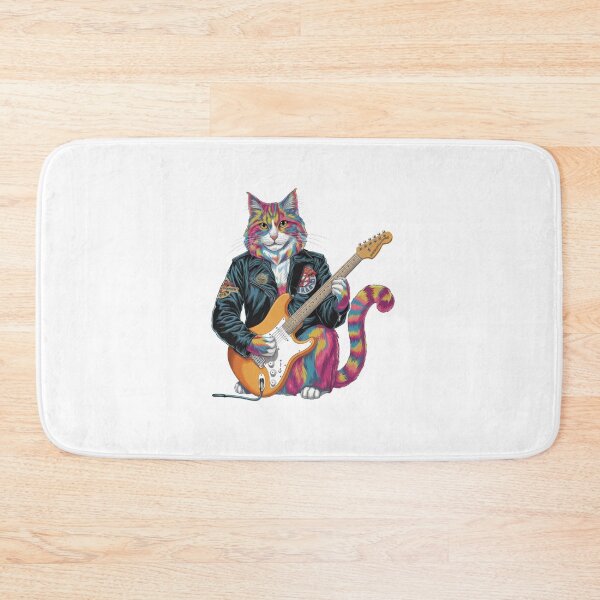 Item preview, Psychedelic Leather Coat Kitty Playing Guitar Design designed and sold by Peter Stawicki.