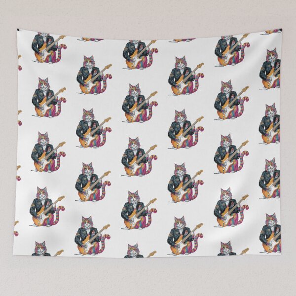 Item preview, Psychedelic Leather Coat Kitty Playing Guitar Design designed and sold by Peter Stawicki.