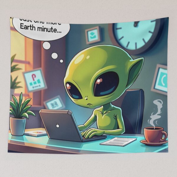 Item preview, Alien Working Overtime at Desk Procrastinating designed and sold by GaricDrawsob.