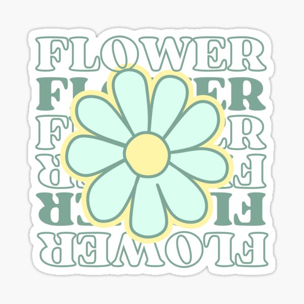 Motif floral années 70 en pastel vert et jaune pour décoration rétro et créative Sticker