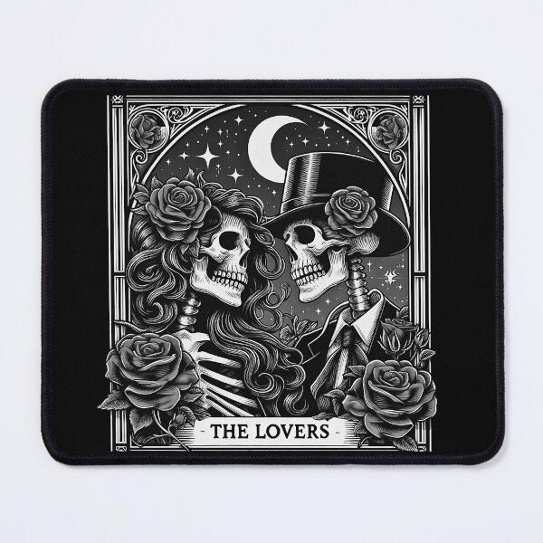 Item preview, The Lovers Tarot Card Skeleton Couple Valentine Romantic Vintage Black and White designed and sold by masterdeer.