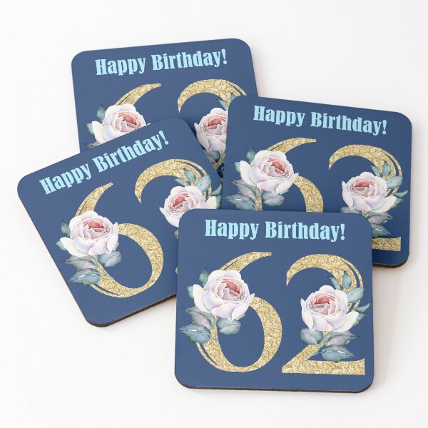 Item preview, Happy 62nd Birthday Blue designed and sold by hurmerinta.