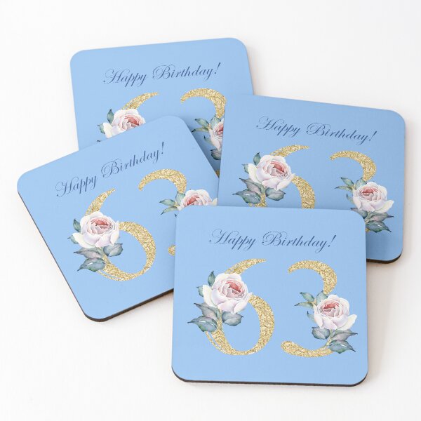 Item preview, Happy 63rd Birthday Blue Theme designed and sold by hurmerinta.