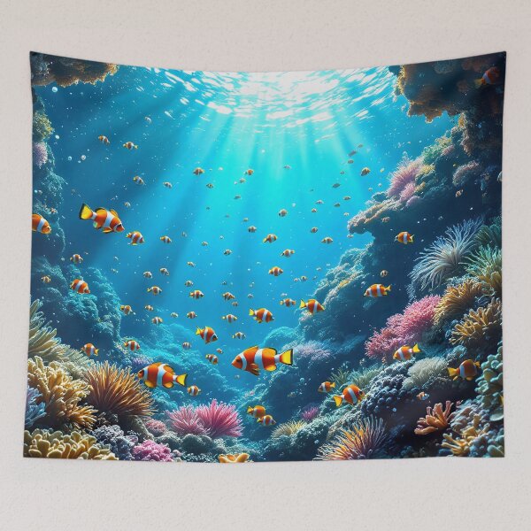 Item preview, Vibrant Coral Reef with Clownfish designed and sold by ZetaDream.