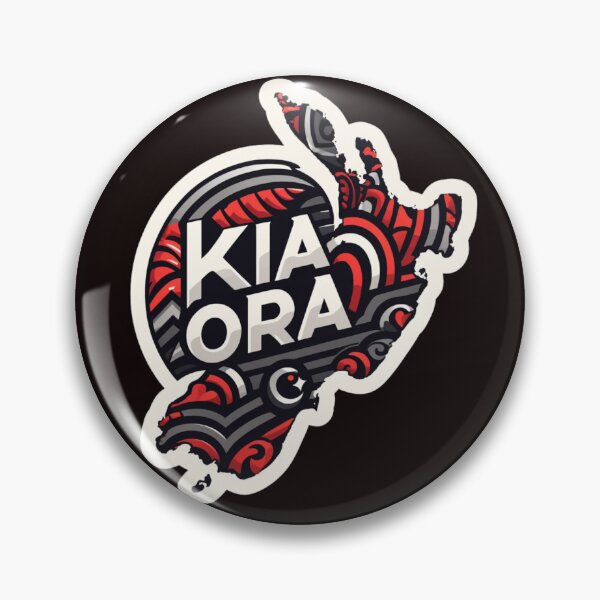 Item preview, Kia Ora in Red and Black in Stylized Map of New Zealand designed and sold by 2-Tama-Toi.