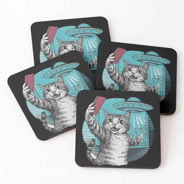Item preview, Funny Cat Selfie with UFO and Alien - Quirky Space Adventure designed and sold by love3617.