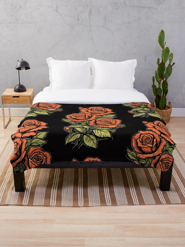 Thumbnail 1 of 6, Throw Blanket, Orange Roses designed and sold by ViaARTfactory.