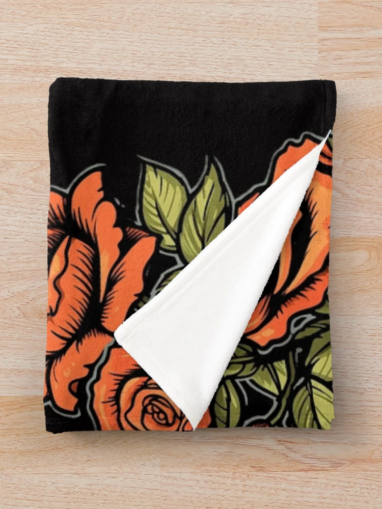 Thumbnail 3 of 6, Throw Blanket, Orange Roses designed and sold by ViaARTfactory.
