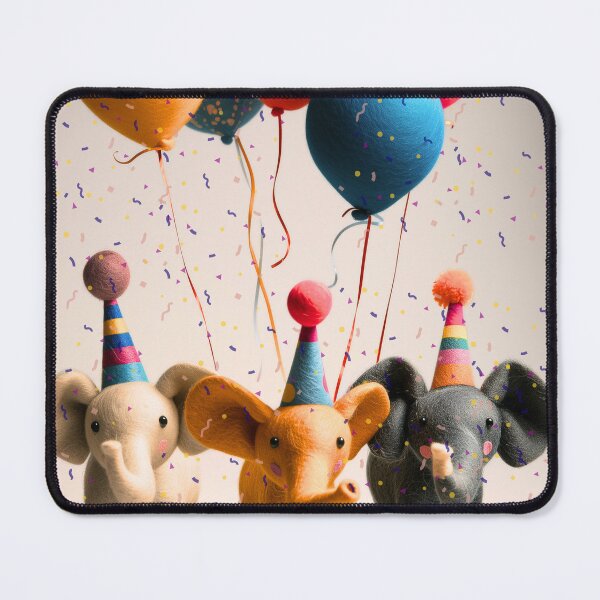 Item preview, Felted Party Elephants with Balloons and Confetti designed and sold by TringTringCards.