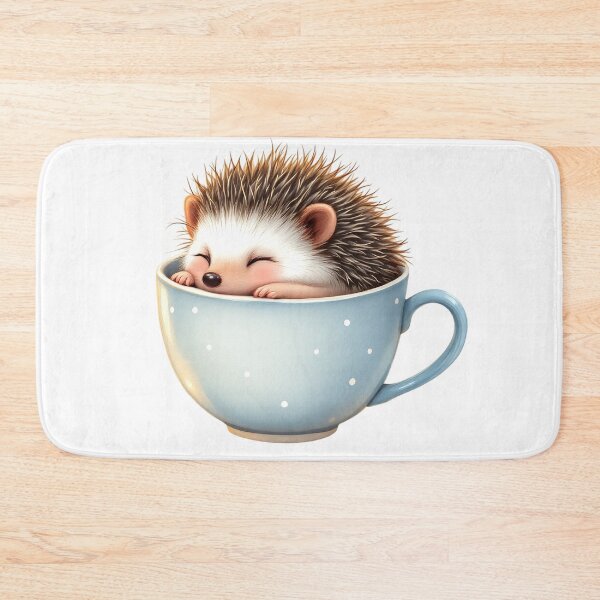 Item preview, Cute Sleeping Hedgehog in Teacup designed and sold by ZetaDream.