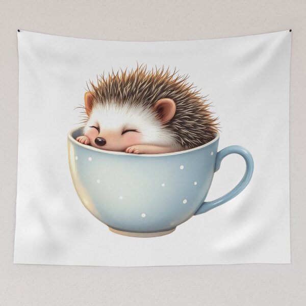 Item preview, Cute Sleeping Hedgehog in Teacup designed and sold by ZetaDream.
