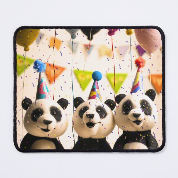 Item preview, Felted Party Pandas with Balloons and Confetti designed and sold by TringTringCards.