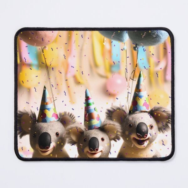 Item preview, Felted Party Koalas with Balloons and Confetti designed and sold by TringTringCards.