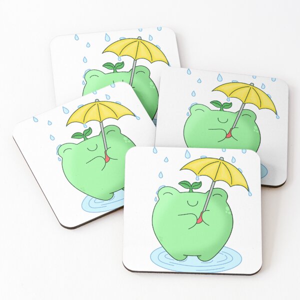 Item preview, cute frog in the rain kawaii designed and sold by vandepasch.
