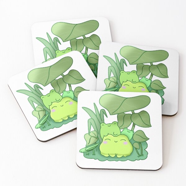 Item preview, cute frogs under leaves designed and sold by vandepasch.