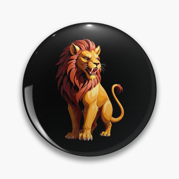 Item preview, Majestic Cartoon Lion with Vibrant Mane on Brown Background designed and sold by artwaves.
