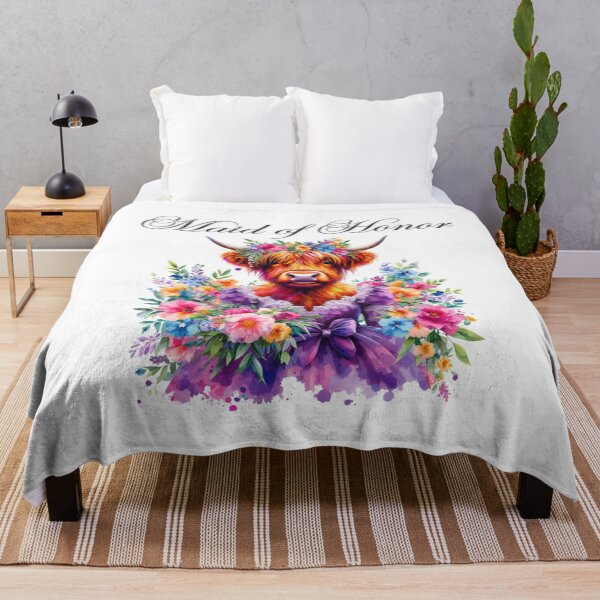 Item preview, Maid Of Honor Highland Cow Colorful Watercolor designed and sold by MaedK.