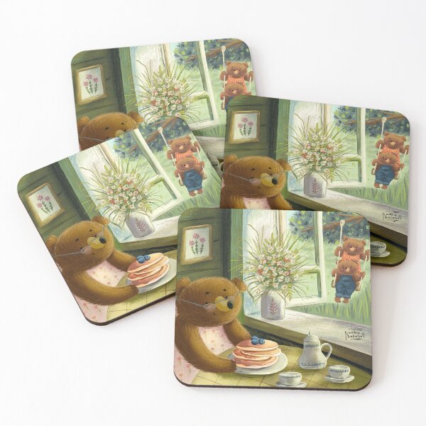 Item preview, Summer cottage house with a granny bear preparing pancakes for her grandchildren designed and sold by volhakaliaha.