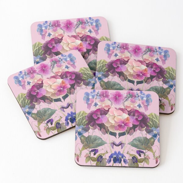 Item preview, Hydrangeas and Violets on Pink by Julie Lynch designed and sold by julielynchart.