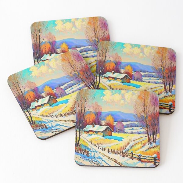 Item preview, Vintage Impressionist Landscape: Lone Cottage in the Snow | Impressionism | Landscape Artwork designed and sold by UnhingedBird.
