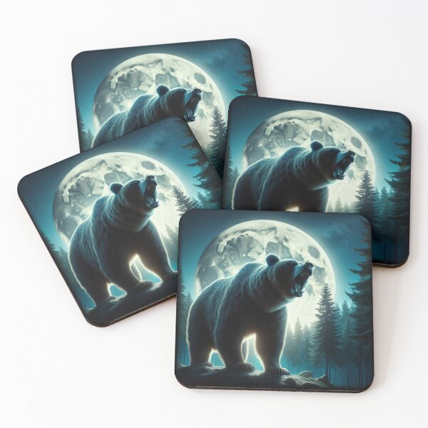 Item preview, Bear Moon Light, Nature Bear Lovers Gift, Unisex Galaxy Space Tee, Retro Alpha Moon Tshirt designed and sold by DekoDesignsHub.