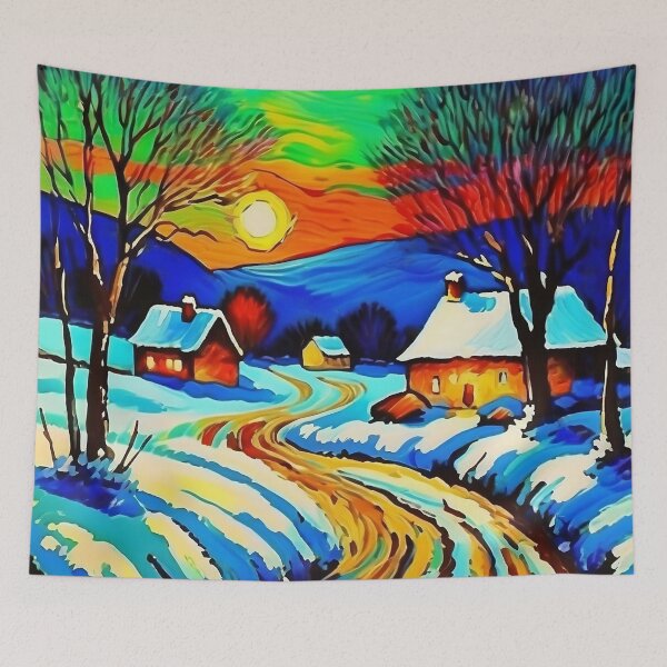 Item preview, Vintage Impressionist Landscape: Village in the Snow | Impressionism | Landscape Artwork designed and sold by UnhingedBird.