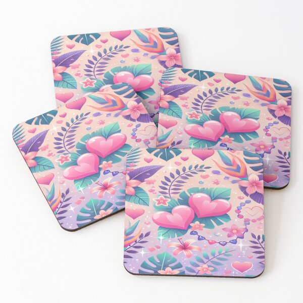 Item preview, Tropical Pattern with Pink and Purple Hearts designed and sold by 0Mystica0.
