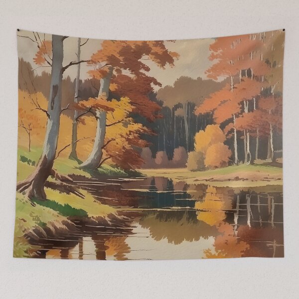 Item preview, Vintage Impressionist Landscape: Forest Lake in Autumn | Impressionism | Landscape Artwork designed and sold by UnhingedBird.