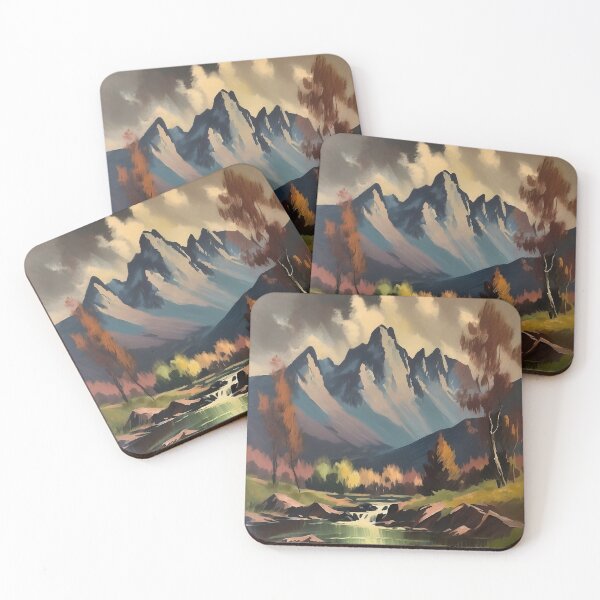 Item preview, Vintage Impressionist Landscape: Mountains in Autumn | Impressionism | Landscape Artwork designed and sold by UnhingedBird.