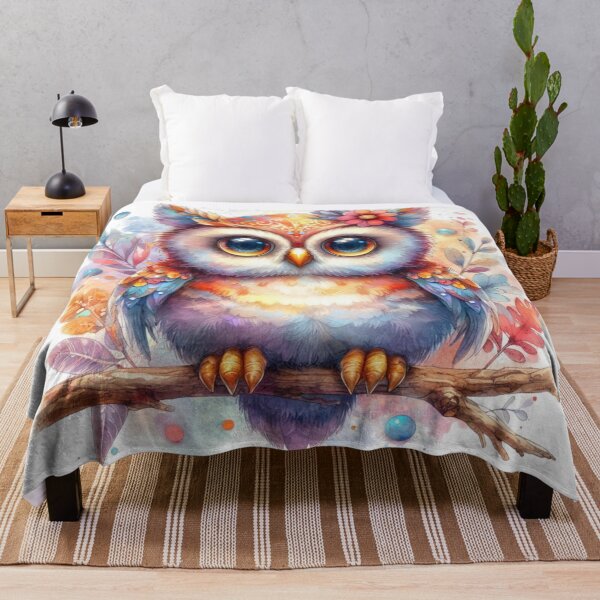 Item preview, Cute Adorable Colorful Boho Owl Watercolor designed and sold by MaedK.
