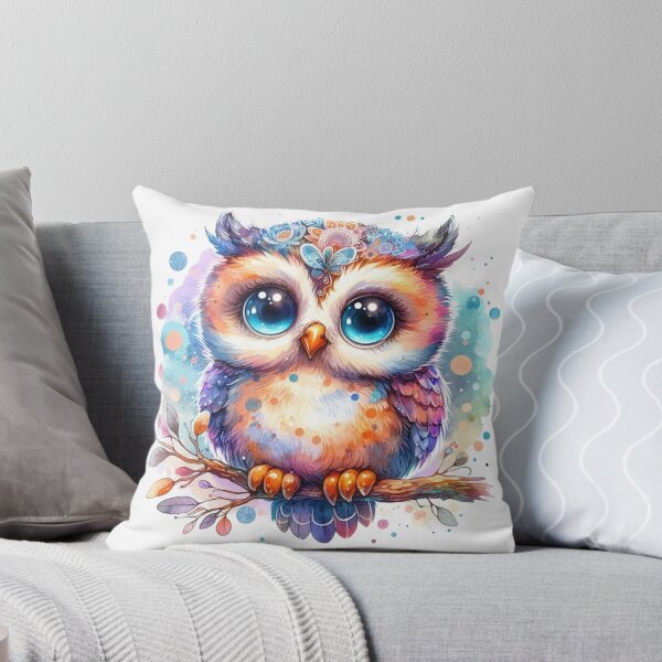 Item preview, Cute Adorable Colorful Boho Owl Watercolor designed and sold by MaedK.