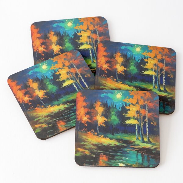 Item preview, Vintage Impressionist Landscape: Forest River at Night | Impressionism | Landscape Artwork designed and sold by UnhingedBird.