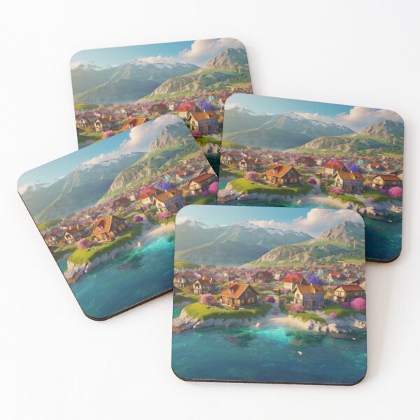 Item preview, Sunlit Mediterranean Village with Sea Views designed and sold by BlareBlare.