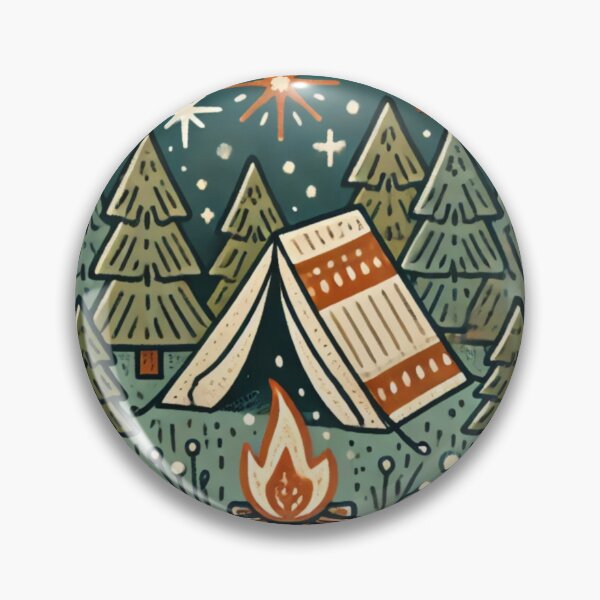Item preview, Cozy winter camping scene with tent and campfire designed and sold by carries-anatomy.