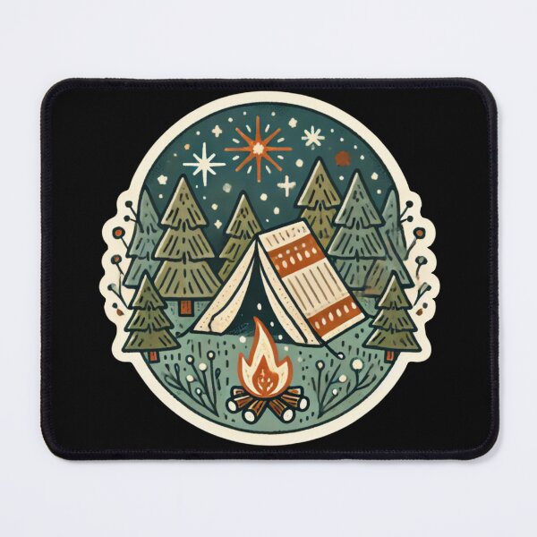 Item preview, Cozy winter camping scene with tent and campfire designed and sold by carries-anatomy.