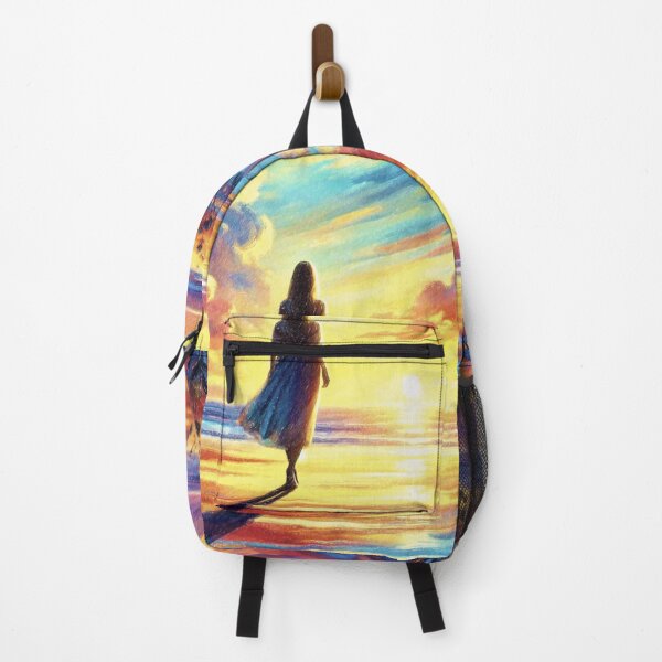 Item preview, A woman walks on a beach at sunset. designed and sold by Drawings Project.