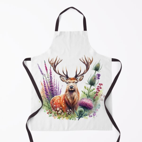 Item preview, Majestic Scottish Highland Stag in Thistles Colorful Watercolor designed and sold by MaedK.