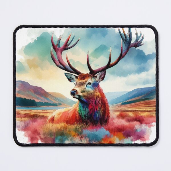 Item preview, Scottish Highland Stag Colorful Watercolor designed and sold by MaedK.
