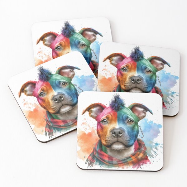 Item preview, Colorful Punk Rocker Cute Staffy Puppy Watercolor designed and sold by MaedK.