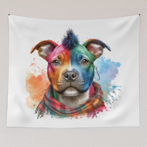 Item preview, Colorful Punk Rocker Cute Staffy Puppy Watercolor designed and sold by MaedK.