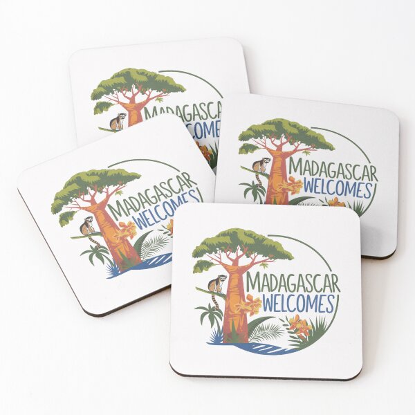 Item preview, Madagascar Welcomes Flag Map Lemurs, baobabs, Tsingy designed and sold by AnimalsDH305.