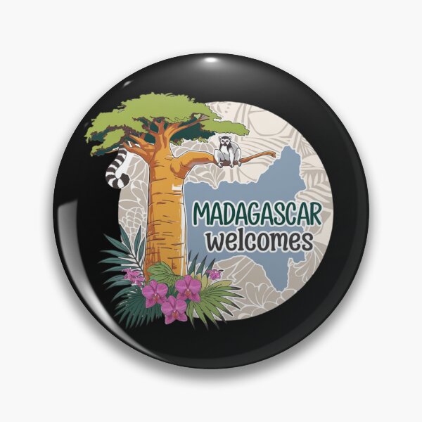 Item preview,  Madagascar Welcomes Flag Map Lemurs, baobabs, Tsingy designed and sold by AnimalsDH305.