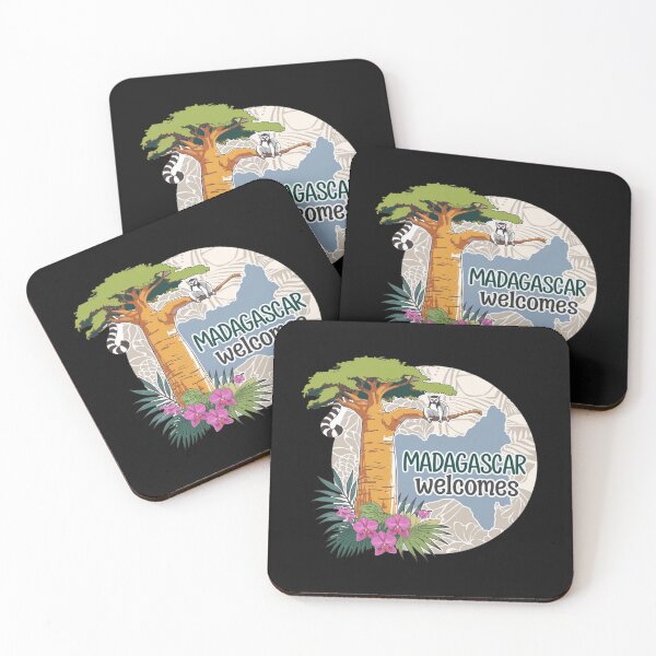 Item preview,  Madagascar Welcomes Flag Map Lemurs, baobabs, Tsingy designed and sold by AnimalsDH305.