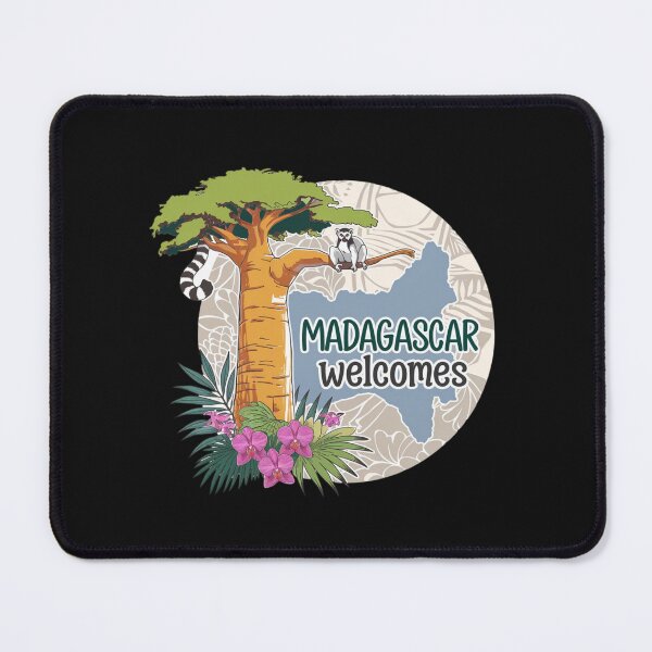 Item preview, Madagascar Welcomes Flag Map Lemurs, baobabs, Tsingy designed and sold by AnimalsDH305.