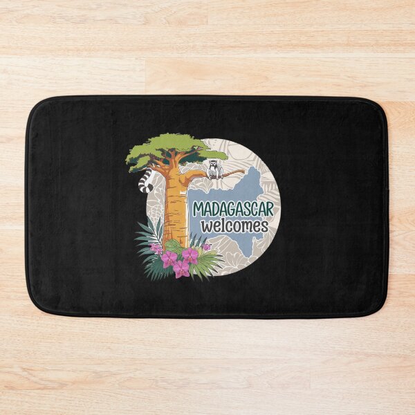 Item preview,  Madagascar Welcomes Flag Map Lemurs, baobabs, Tsingy designed and sold by AnimalsDH305.