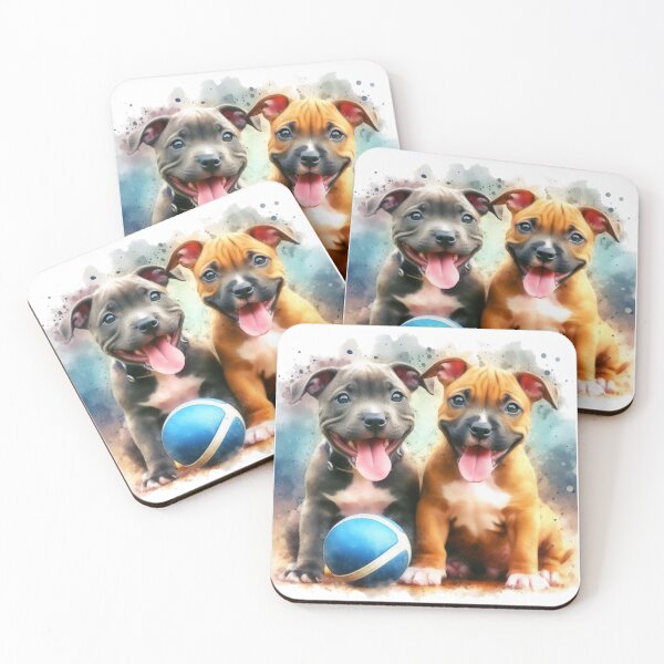 Item preview, Cute Staffy Puppies Best Friends with Ball designed and sold by MaedK.