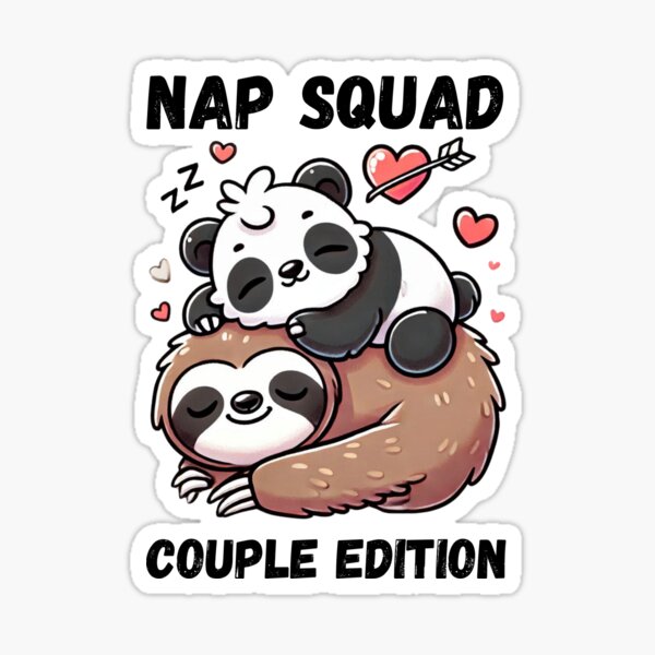 Item preview, Nap Squad: Cute Panda Sleeping on a Sloth Couple Edition designed and sold by Calymera.