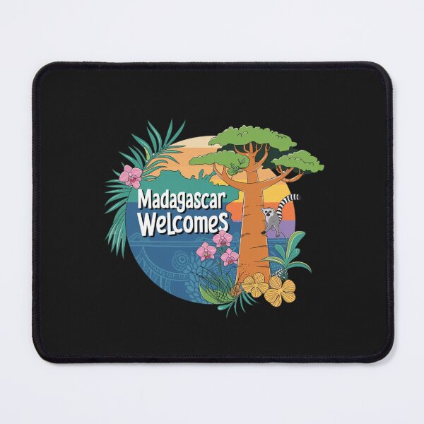 Item preview, Madagascar Welcomes Flag Map Lemurs, baobabs, Tsingy designed and sold by AnimalsDH305.