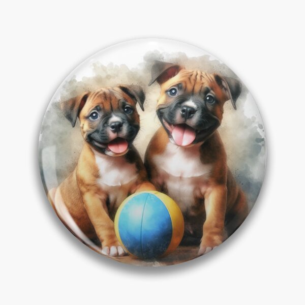 Item preview, Cute Staffy Puppies Best Friends with Ball designed and sold by MaedK.
