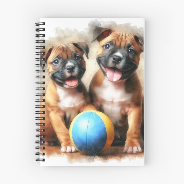 Item preview, Cute Staffy Puppies Best Friends with Ball designed and sold by MaedK.